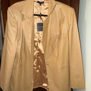 JLUXLABEL Camel Faux Leather Blazer